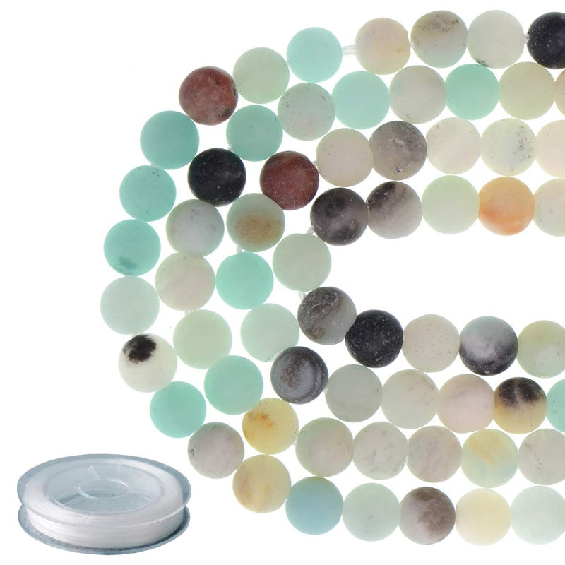 LPBeads 6 مللي متر طبيعي ماتي متعدد الألوان ite أحجار كريمة مستديرة 120 قطعة خرز فضفاض لصنع المجوهرات سوار مع حبل خرز مطاطي LPBeads - Image 1